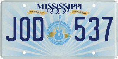 MS license plate JOD537