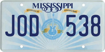 MS license plate JOD538