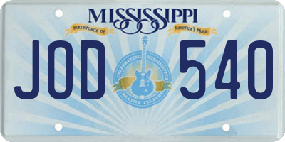 MS license plate JOD540