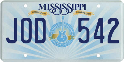MS license plate JOD542