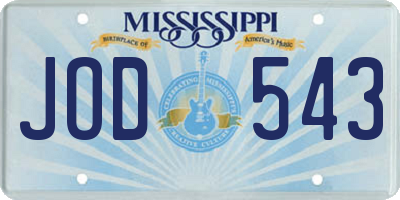 MS license plate JOD543