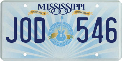 MS license plate JOD546