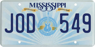 MS license plate JOD549