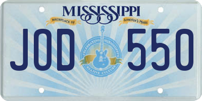 MS license plate JOD550
