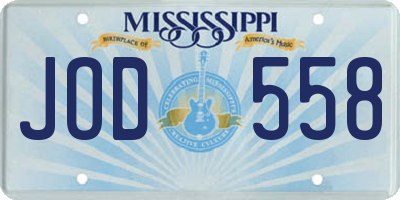 MS license plate JOD558