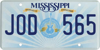 MS license plate JOD565