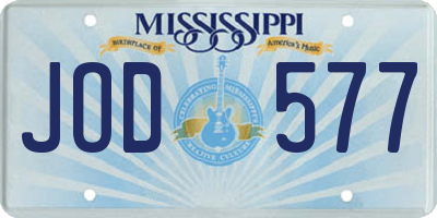 MS license plate JOD577