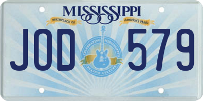 MS license plate JOD579