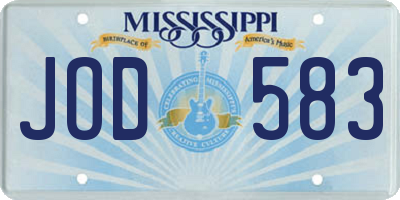 MS license plate JOD583