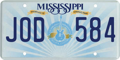 MS license plate JOD584