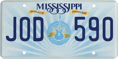 MS license plate JOD590