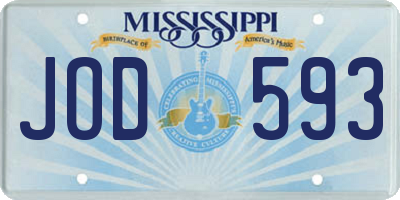 MS license plate JOD593