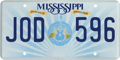 MS license plate JOD596