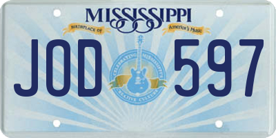 MS license plate JOD597