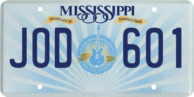 MS license plate JOD601