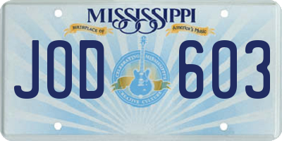 MS license plate JOD603