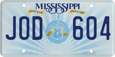 MS license plate JOD604