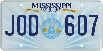 MS license plate JOD607