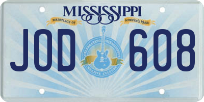 MS license plate JOD608