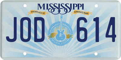 MS license plate JOD614