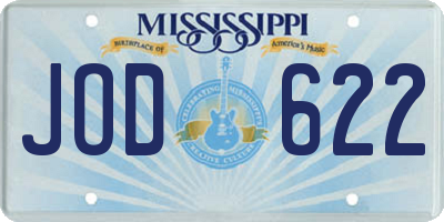 MS license plate JOD622