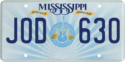MS license plate JOD630