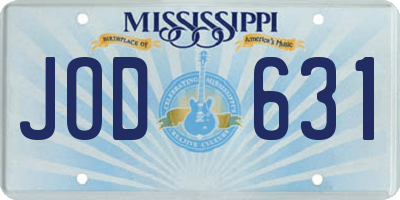 MS license plate JOD631