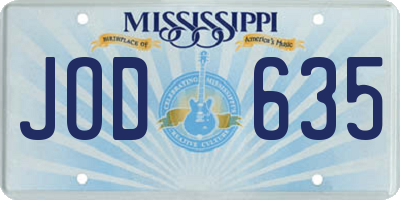MS license plate JOD635