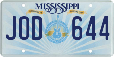 MS license plate JOD644