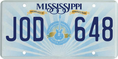 MS license plate JOD648