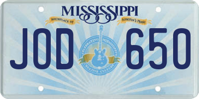 MS license plate JOD650