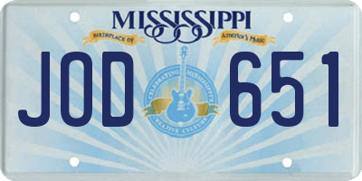 MS license plate JOD651