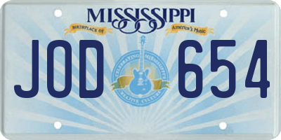 MS license plate JOD654
