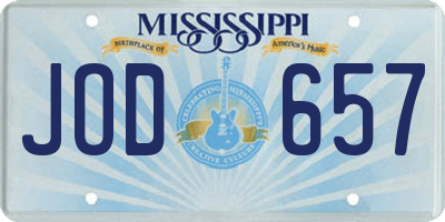 MS license plate JOD657