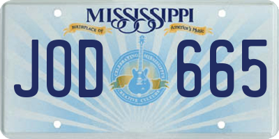 MS license plate JOD665