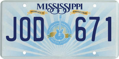 MS license plate JOD671