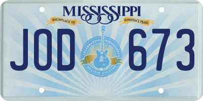 MS license plate JOD673