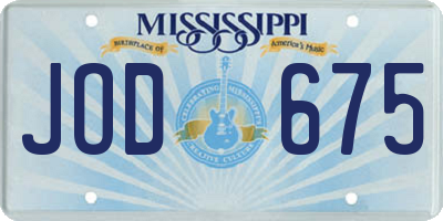 MS license plate JOD675