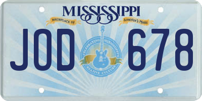 MS license plate JOD678