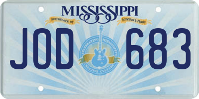 MS license plate JOD683