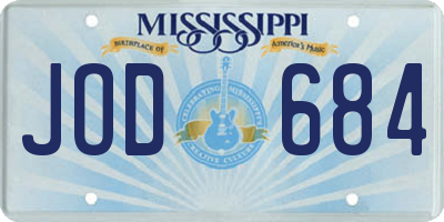 MS license plate JOD684