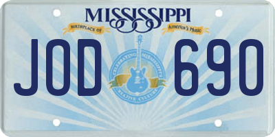 MS license plate JOD690