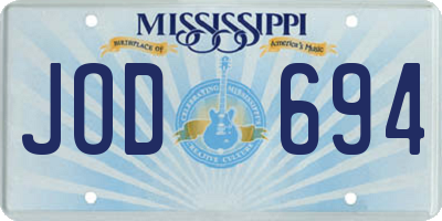 MS license plate JOD694