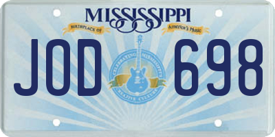 MS license plate JOD698