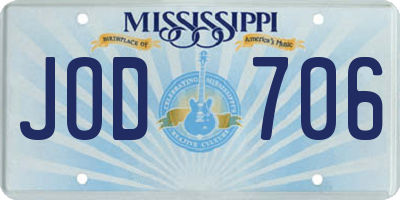 MS license plate JOD706