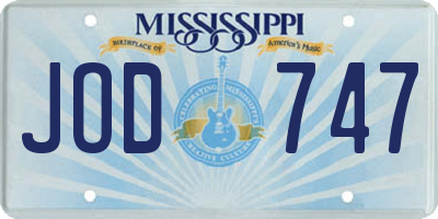 MS license plate JOD747