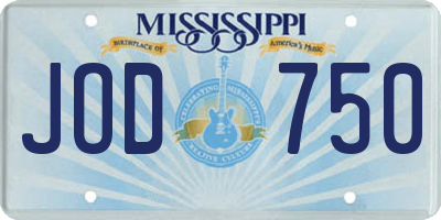MS license plate JOD750