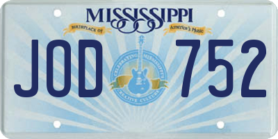 MS license plate JOD752