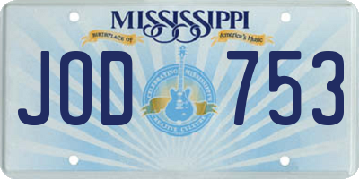 MS license plate JOD753