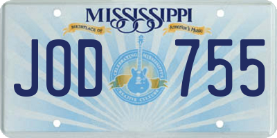 MS license plate JOD755